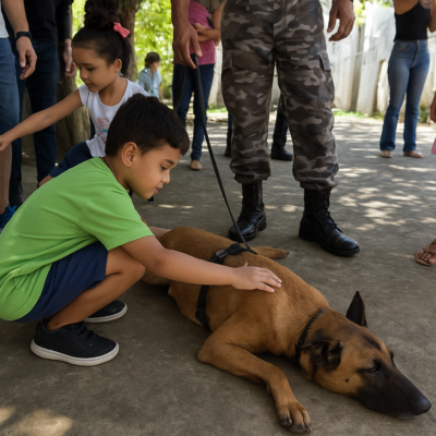 Crianças autistas participam de sessão de cinoterapia com cães do Bope em Macapá